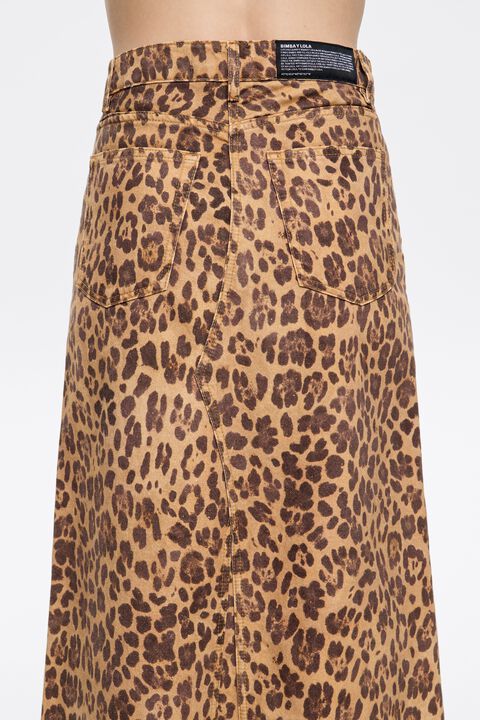 Falda denim línea A Leopard natural Falda denim línea A Leopard natural
