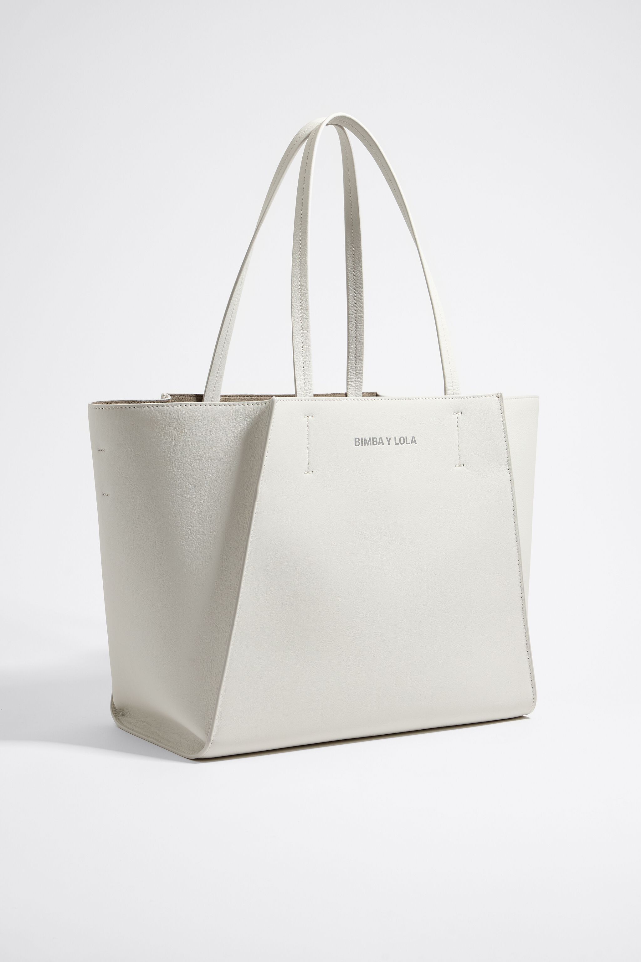 Bolso shopper grande piel blanco roto