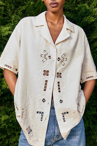 Camisa oversize bordados crema Camisa oversize bordados crema