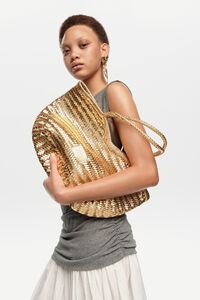 Bolso shopper grande trenzado piel oro