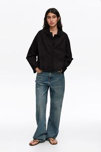 Chaqueta recta bordados negra