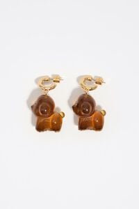 Pendientes aro perro resina marr&oacute;n
