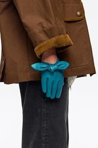Guantes piel lazo azul