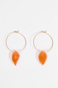 Pendientes aro caracola resina naranja