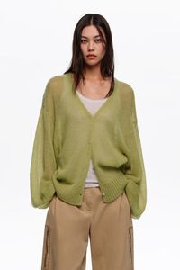 C&aacute;rdigan largo mohair lana verde