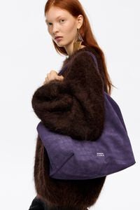 Bolso shopper grande serraje grabado cocodrilo morado