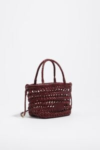 Bolso mini trenzado piel cereza oscuro