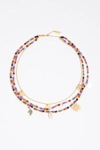 Collar doble luna y sol piedras multicolor