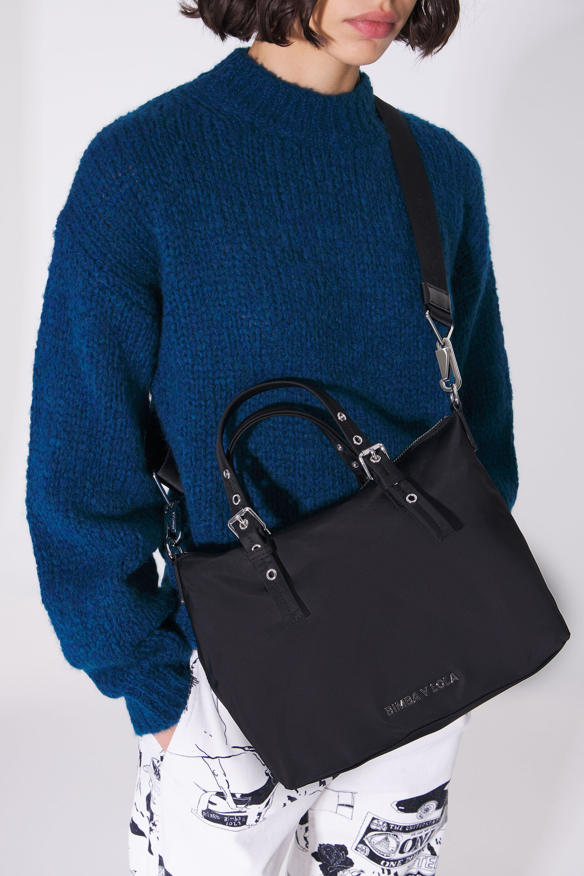 Bolso shopper S nylon negro