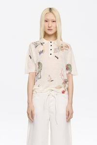 Jersey lino cuello polo Camaleón marfil