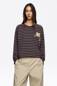 Camiseta logo lazo rayas marrones