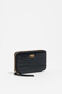 Cartera grabado cocodrilo negra