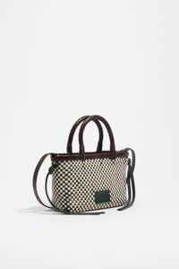 Bolso mini trenzado piel verde oscuro