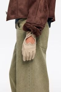 Guantes piel coraz&oacute;n piedra