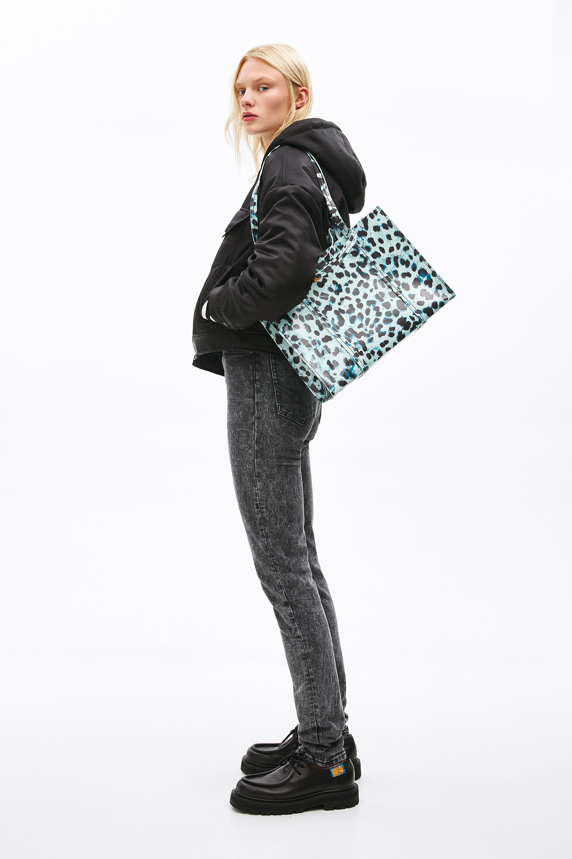 Bolso shopper L Animal-Print azul