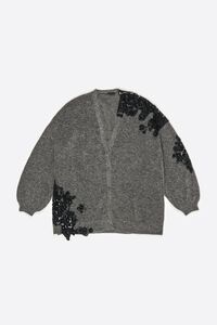 C&aacute;rdigan largo encajes gris oscuro