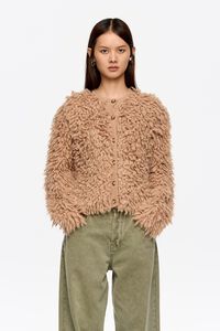 C&aacute;rdigan corta alpaca camel