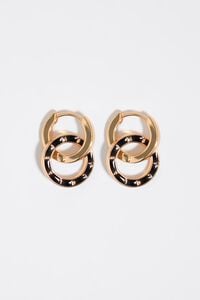 Pendientes doble aro logo marr&oacute;n
