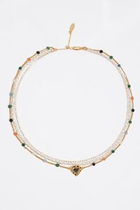 Collar triple piedras y logo coraz&oacute;n