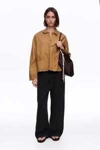Chaqueta recta bordados camel