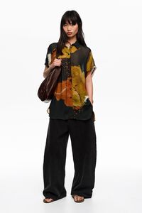Camisa manga fluida Blot negra