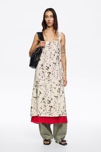 Vestido recto bajo contraste Lynx marfil