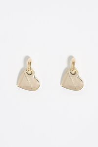 Pendientes aro corazones dorado y marfil