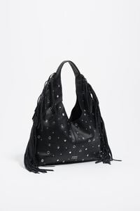 Bolso Paper bikini mediano piel flecos negro