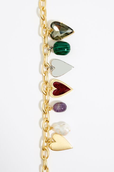 Collar cadena corazones y piedras Collar cadena corazones y piedras
