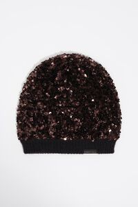 Gorro punto lentejuelas marr&oacute;n