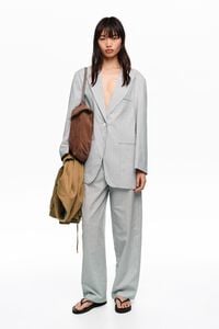 Chaqueta sastre oversize rayas gris claro