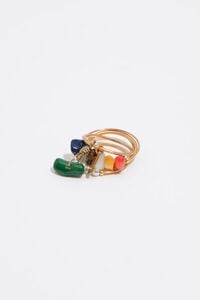 Set de anillos piedras y perlas dorado mate