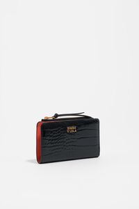 Cartera grabado cocodrilo negro