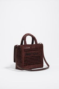 Bolso bandolera mediano rafia nuez