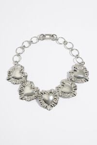Collar cojines coraz&oacute;n plateado