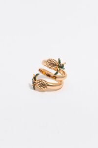 Anillo espiral pi&ntilde;as y cristales dorado