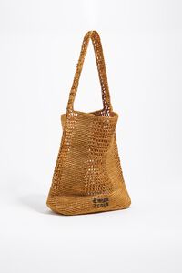 Bolso de hombro grande efecto rafia dorado