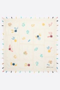 Chal algodón patchwork flores bordadas