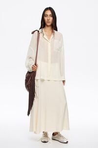 Falda midi l&iacute;nea A con vuelo beige