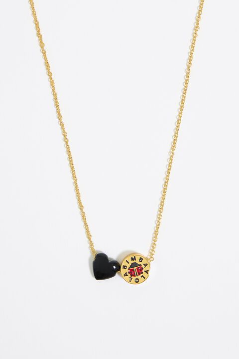 Collar logo mariquita y corazón negro Collar logo mariquita y corazón negro