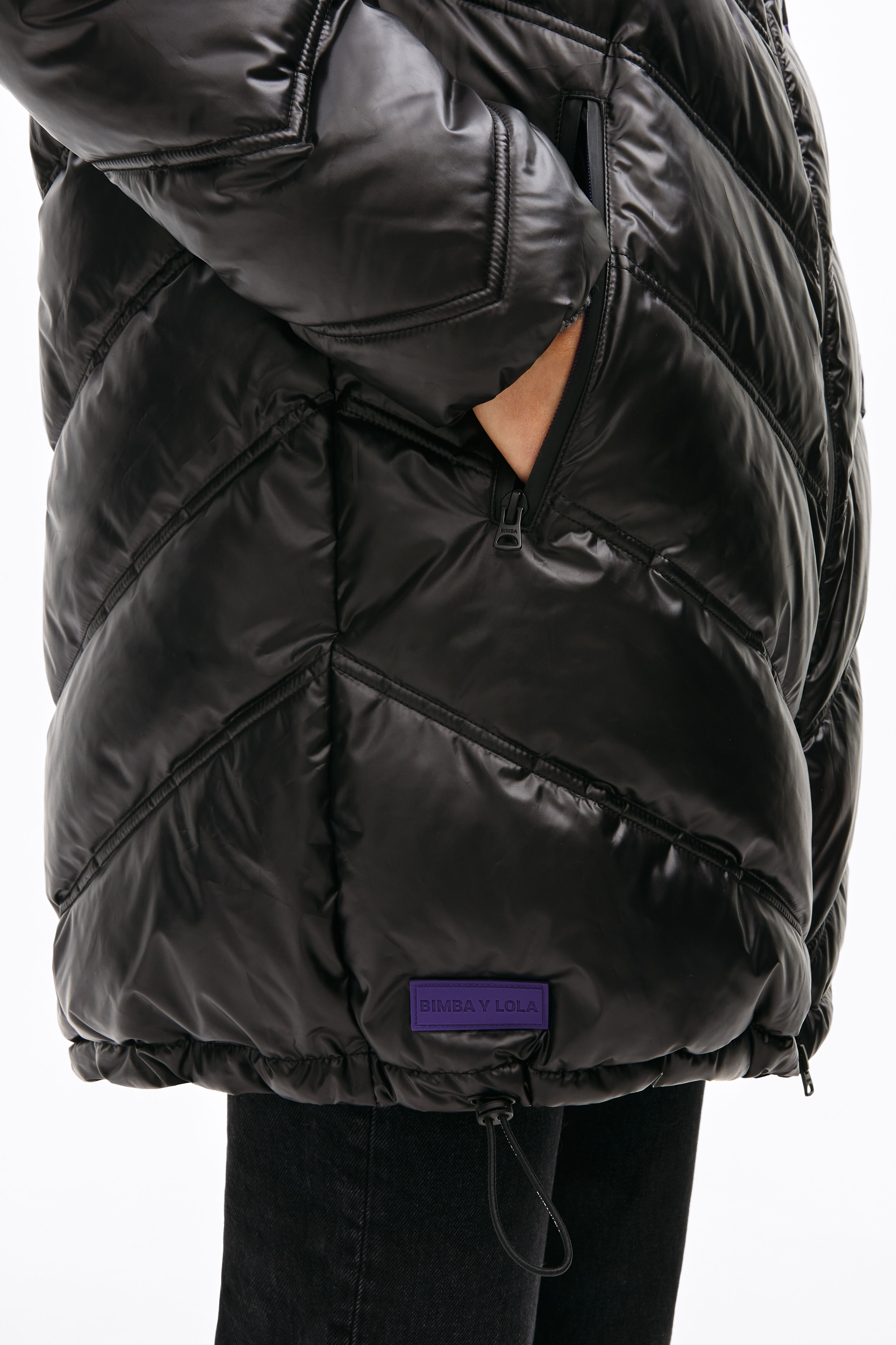 Plumífero nylon brillante negro