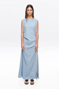 Vestido sisas tira superpuesta rayas azules