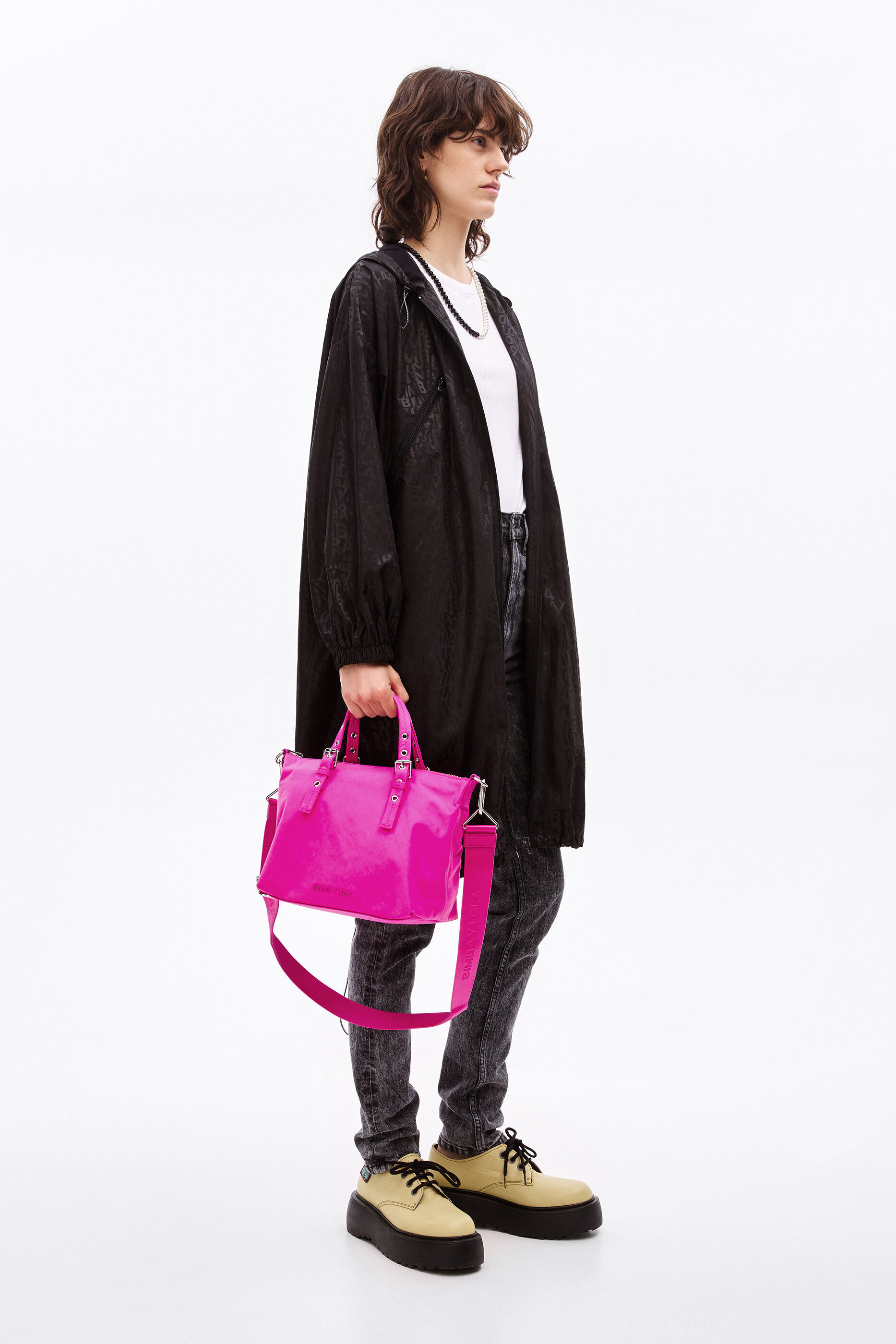 Bolso tote M nylon rosa chicle