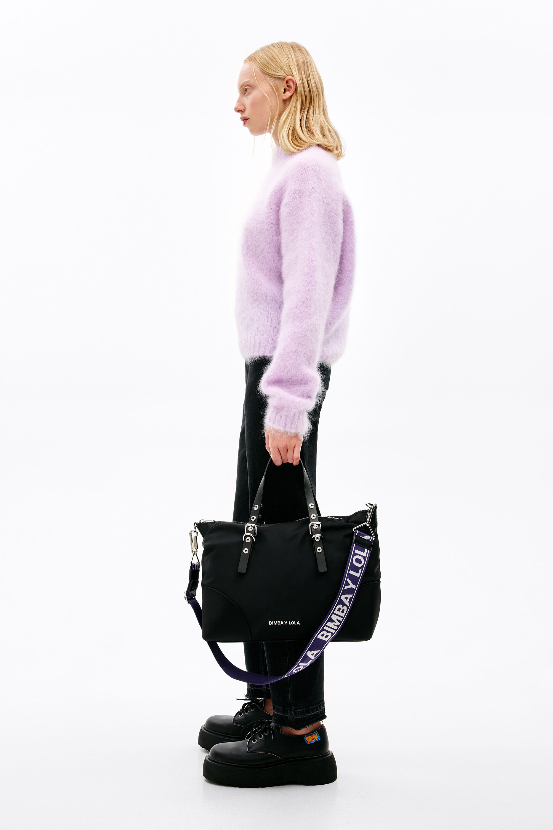 Bolso shopper L nylon negro