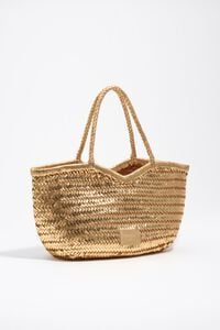 Bolso shopper grande trenzado piel oro