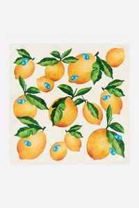 Pañuelo seda limones y escarabajos blanco