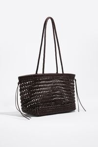Bolso shopper grande trenzado piel marr&oacute;n oscuro