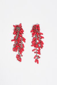 Pendientes cadena y abalorios coral