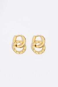 Pendientes doble aro logo dorado