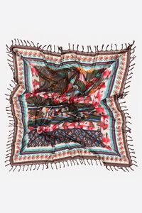 Chal patchwork flores Ikat granate